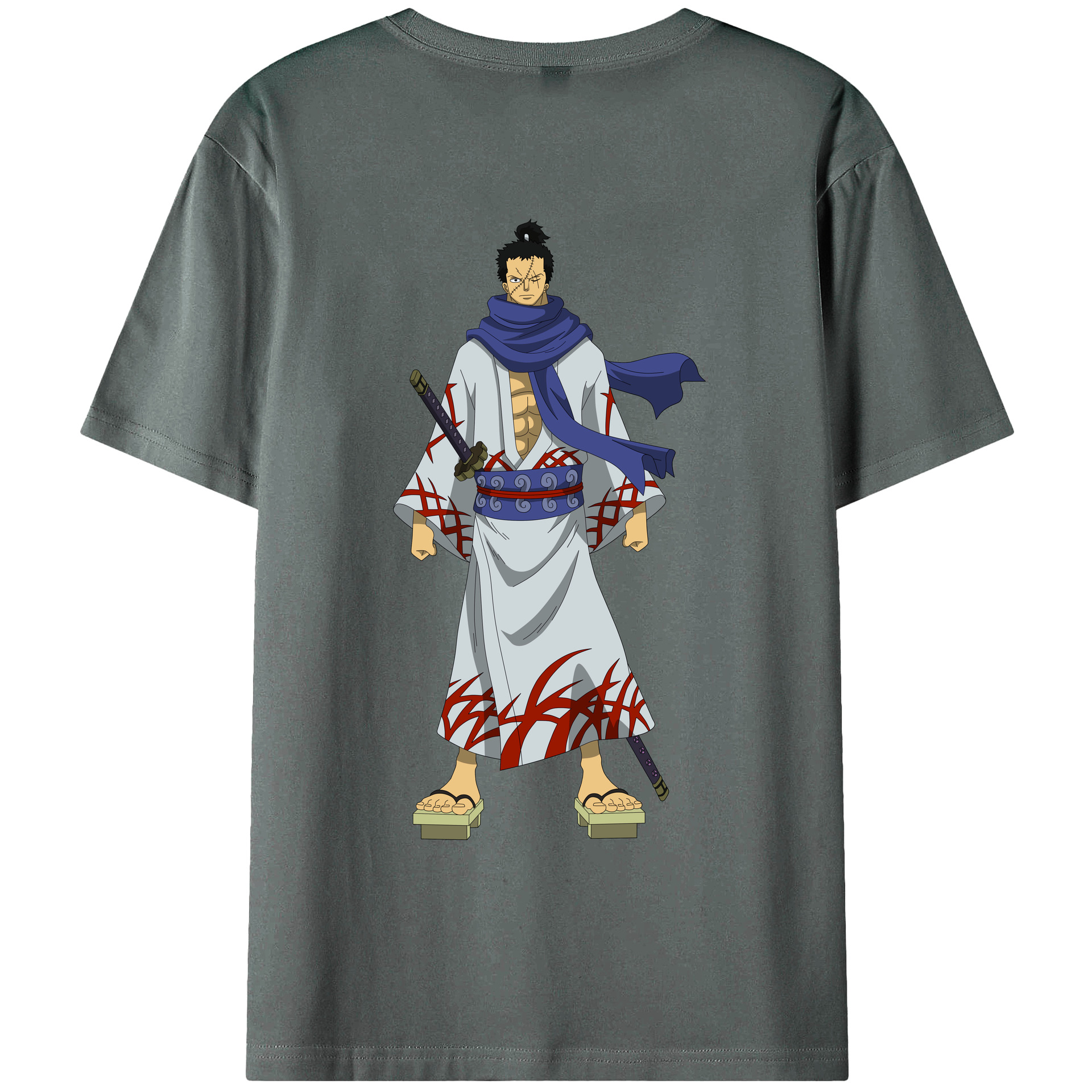 ワンピース ロロノア・ゾロ ONE PIECE Roronoa Zoro 綿100％ メンズ半袖Tシャツ（バックプリント） 通気性